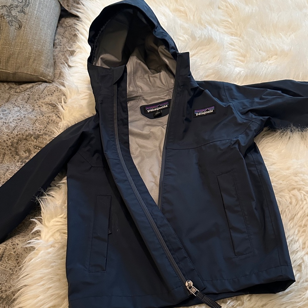 Patagonia Dark Blue Hooded Rain Jacket